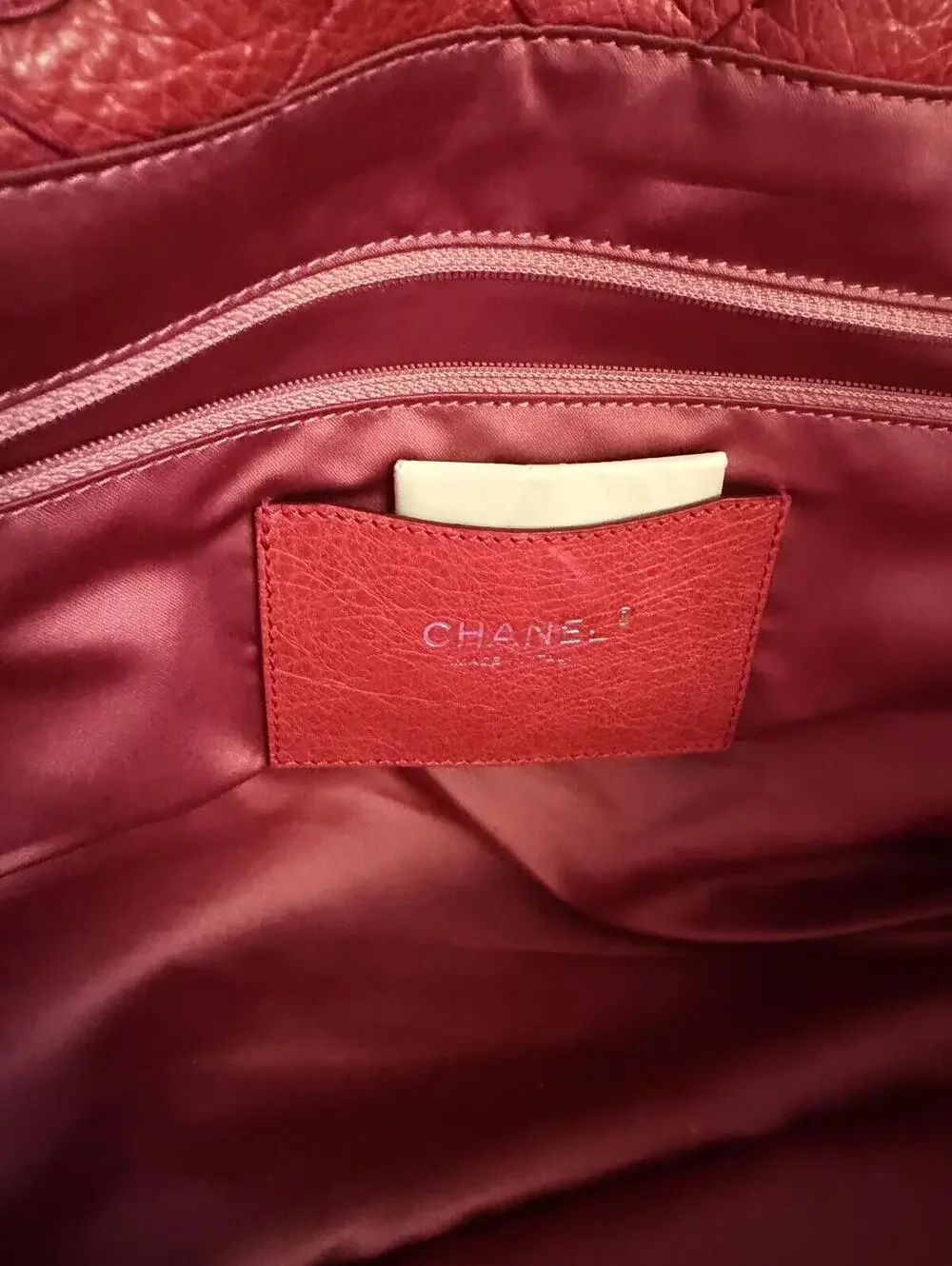 Chanel Coral Red Quilted Caviar Leather CC Tote